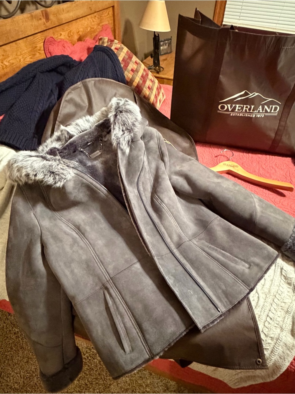 Shearling Hooded Jacket in Gray Women’s Size Large